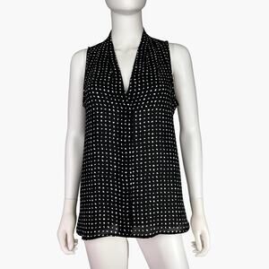 VINCE CAMUTO Abstract Polka Dot Sleeveless Blouse Top (Black/White | Size S)